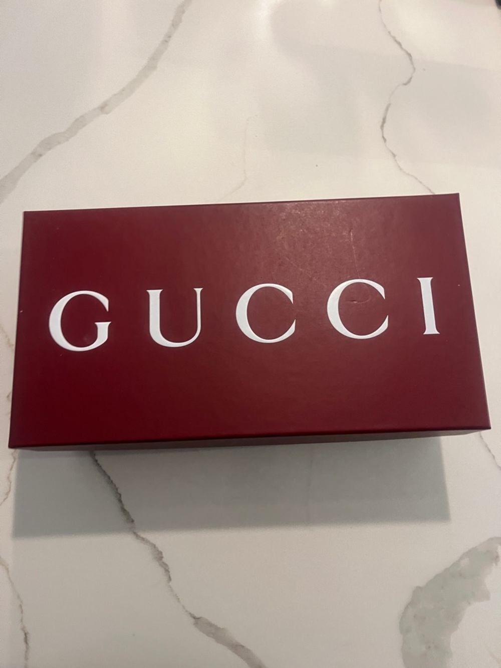 Gucci White Logo on Burgundy Shoe Presentation Box